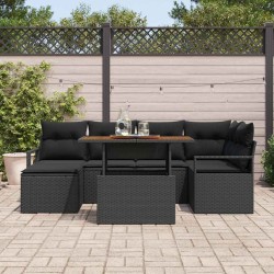 Ensemble de canapé de jardin 7 pcs Noir Poly rotin 648733648733