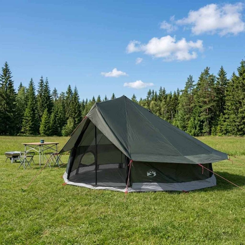 Tente Tipi Vert armée 800 x 800 x 430 cm Polyester et Acier 648746648746