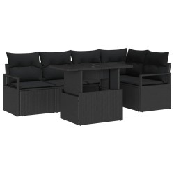 Ensemble de canapé de jardin 6 pcs Noir Poly rotin 648747648747