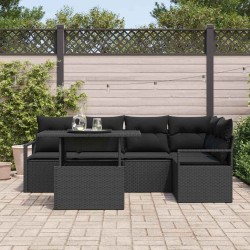 Ensemble de canapé de jardin 6 pcs Noir Poly rotin 648747648747