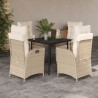 Ensemble à manger de jardin avec coussins 5pcs Beige poly rotin 648748648748