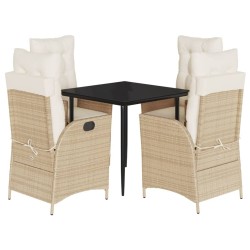 Ensemble à manger de jardin avec coussins 5pcs Beige poly rotin 648748648748