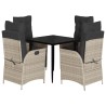 Ensemble à manger de jardin et coussins 5 pcs gris clair rotin 648749648749