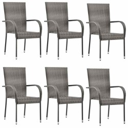Ensemble à manger de jardin 7 pcs Résine tressée Gris 648750648750