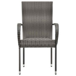 Ensemble à manger de jardin 7 pcs Résine tressée Gris 648750648750
