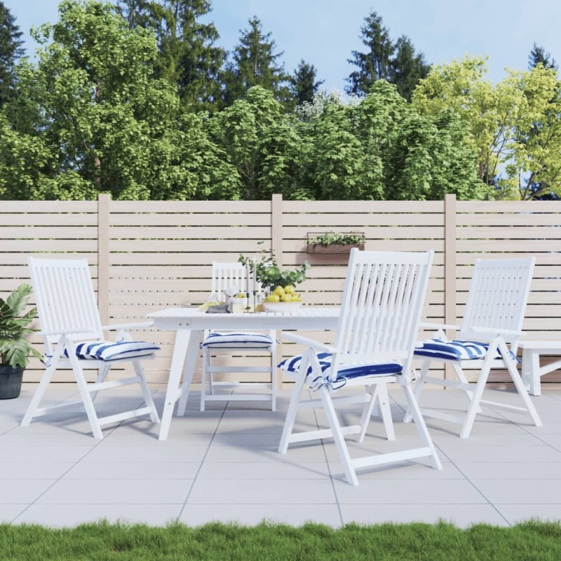 Coussins de chaise lot de 4 rayures bleues blanches 40x40x7 cm 648755648755