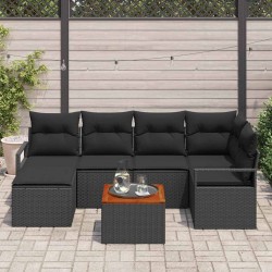 Ensemble de canapé de jardin avec stockage 7 pcs Noir polyrotin 648760648760