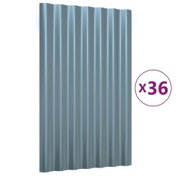 Panneaux de toit 36 pcs Acier galvanisé Gris 60x36 cm 648769648769