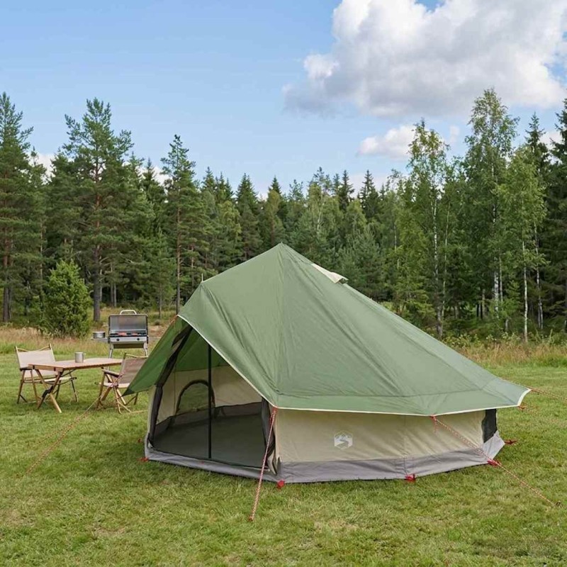 Tente Tipi avec toit Vert 700 x 700 x 395 cm Polyester et Acier 648794648794