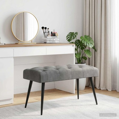 Banc avec capitonnage bouton Gris foncé 80 x 40 x 46 cm Velours 648801648801