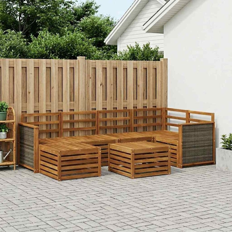 Ensemble de canapé d'angle 6 pcs Naturel Bois d'Acacia Massif 648819648819