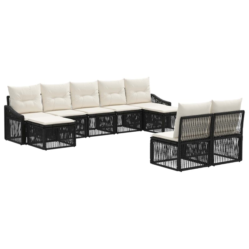 Ensemble de canapé de jardin 9 pcs Noir polyrotin 648820648820