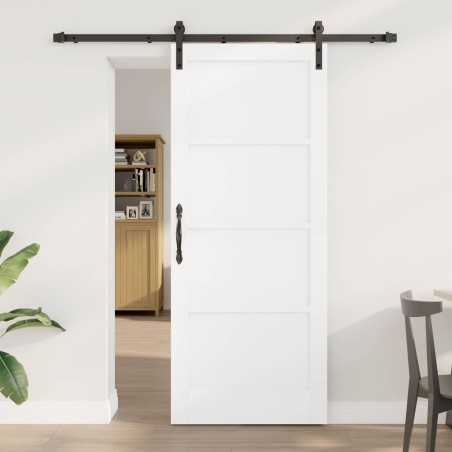 Porte coulissante Blanc et noir 83 x 202 cm Bois de pin massif 648831648831
