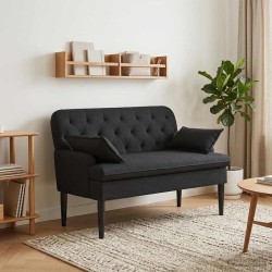 Canapé love seat avec capitonnage en boutons Noir Tissu 648832648832