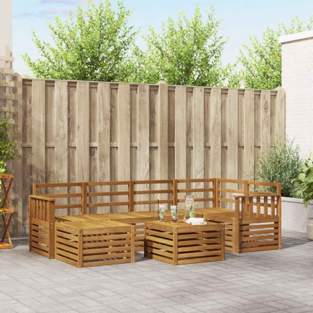 Ensemble de canapé d'angle 7 pcs Naturel Bois d'Acacia Massif 648848648848