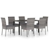 Ensemble à manger de jardin 7 pcs Résine tressée Gris 648849648849