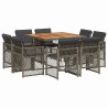 Ensemble à manger de jardin 9 pcs coussins gris résine tressée 648852648852