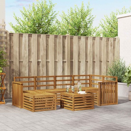 Ensemble de canapé d'angle 7 pcs Naturel Bois d'Acacia Massif 648854648854