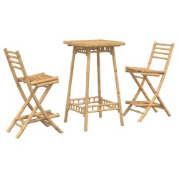 Ensemble de bar d'extérieur pliable en bambou 3 pcs 648856648856