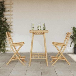 Ensemble de bar d'extérieur pliable en bambou 3 pcs 648856648856