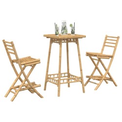 Ensemble de bar d'extérieur pliable en bambou 3 pcs 648856648856