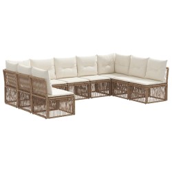 Ensemble de canapé de jardin 9 pcs Beige polyrotin 648858648858