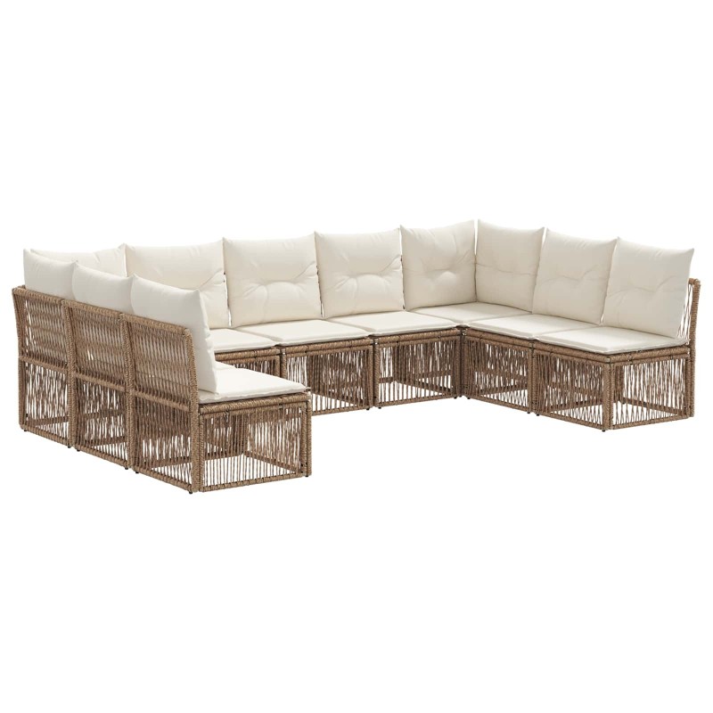 Ensemble de canapé de jardin 9 pcs Beige polyrotin 648858648858