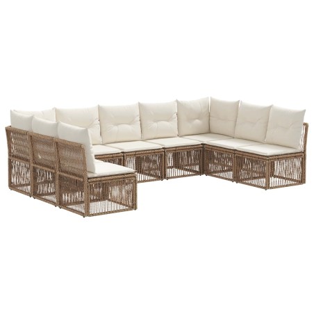 Ensemble de canapé de jardin 9 pcs Beige polyrotin 648858648858