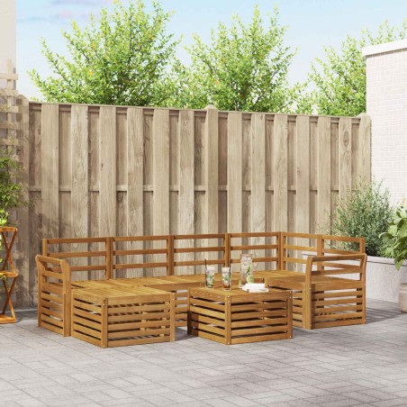 Ensemble de canapé d'angle 7 pcs Naturel Bois d'Acacia Massif 648859648859