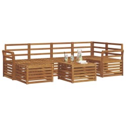 Ensemble de canapé d'angle 7 pcs Naturel Bois d'Acacia Massif 648859648859