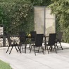 Ensemble à manger de jardin 7 pcs Noir Résine tressée 648860648860