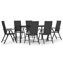 Ensemble à manger de jardin 7 pcs Noir Résine tressée 648860648860