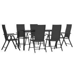 Ensemble à manger de jardin 7 pcs Noir Résine tressée 648860648860