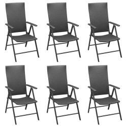 Ensemble à manger de jardin 7 pcs Noir Résine tressée 648860648860