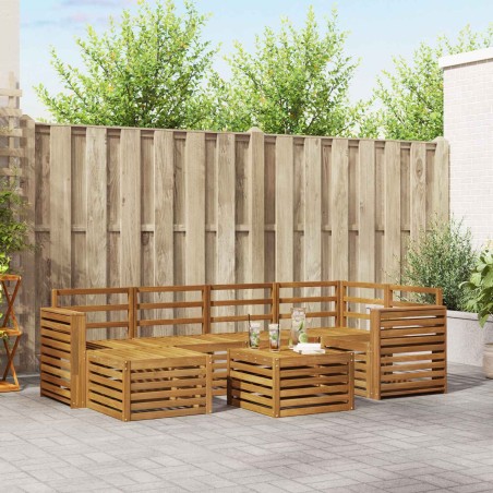 Ensemble de canapé d'angle 7 pcs Naturel Bois d'Acacia Massif 648862648862