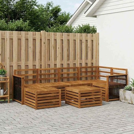 Ensemble de canapé d'angle 6 pcs Naturel Bois d'Acacia Massif 648866648866