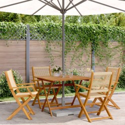 Ensemble à manger de jardin 5pcs beige polypropylène et bois 648873648873