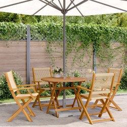 Ensemble à manger de jardin 5pcs beige polypropylène et bois 648874648874