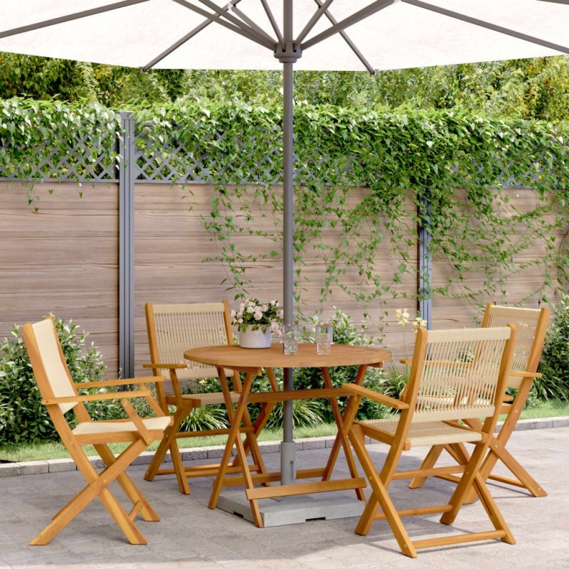 Ensemble à manger de jardin 5pcs beige polypropylène et bois 648874648874