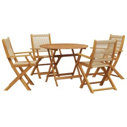 Ensemble à manger de jardin 5pcs beige polypropylène et bois 648874648874