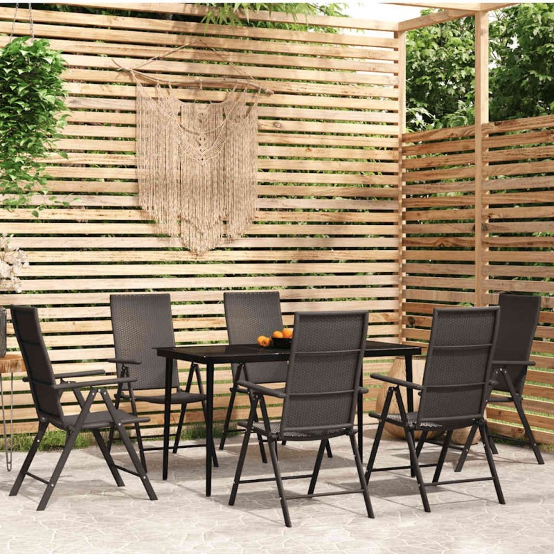 Ensemble à manger de jardin 7 pcs Noir 648881648881