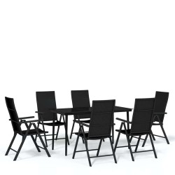 Ensemble à manger de jardin 7 pcs Noir 648881648881