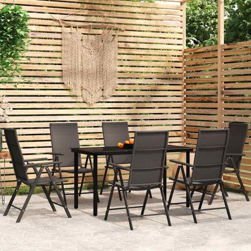 Ensemble à manger de jardin 7 pcs Noir 648882648882