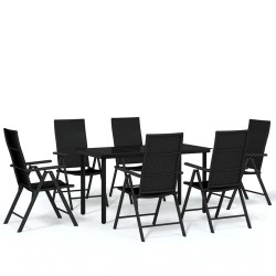 Ensemble à manger de jardin 7 pcs Noir 648882648882