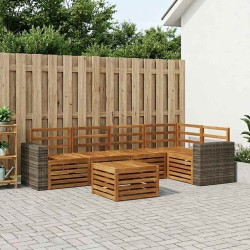 Ensemble de canapé d'angle 6 pcs Naturel Bois d'Acacia Massif 648883648883