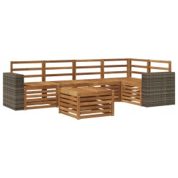 Ensemble de canapé d'angle 6 pcs Naturel Bois d'Acacia Massif 648883648883