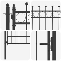 Porte de Clôture HORST 100 x 125 cm métal Noir Verrouillable 648889648889