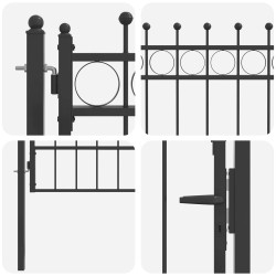 Porte de Clôture HORST 100 x 150 cm métal Noir Verrouillable 648902648902