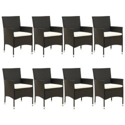 Ensemble à manger jardin 9pcs et coussins noir résine tressée 648903648903