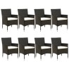 Ensemble à manger jardin 9pcs et coussins noir résine tressée 648903648903